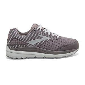 Brooks Addiction Walker Suede Walking Shoes - Womens, Grey/White | IE-NOL680251